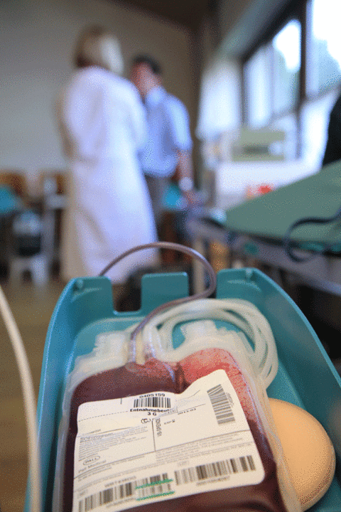Spendevorgang beim Blutspenden